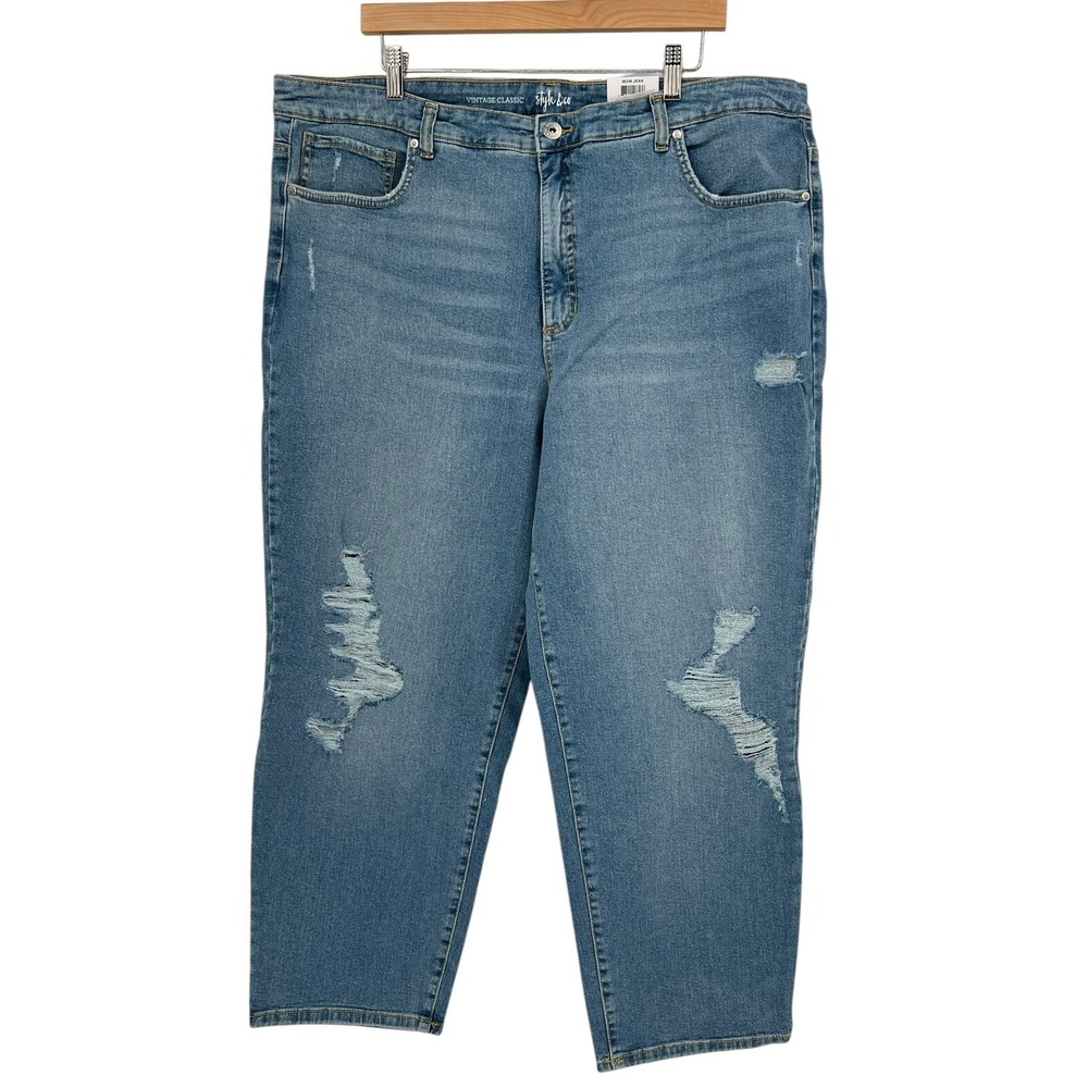 Style & Co High Rise Mom Jeans Size 20W Blue Vintage Classic Straight Leg NWT